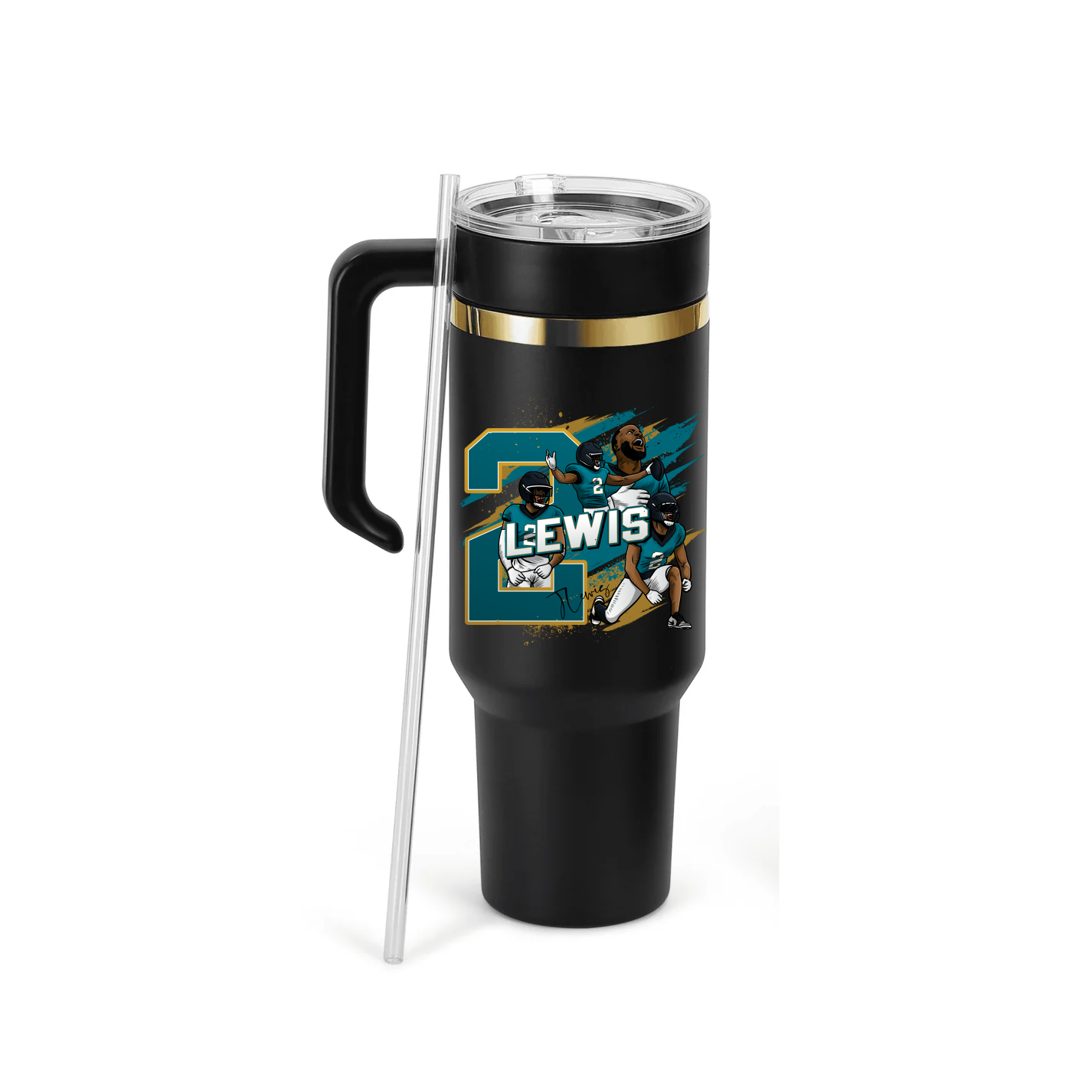 Jourdan Lewis' 40oz Electroplated Tumbler with Handle - Collage
