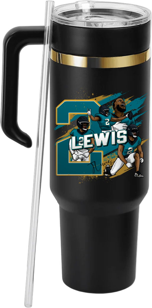 Jourdan Lewis' 40oz Electroplated Tumbler with Handle - Collage